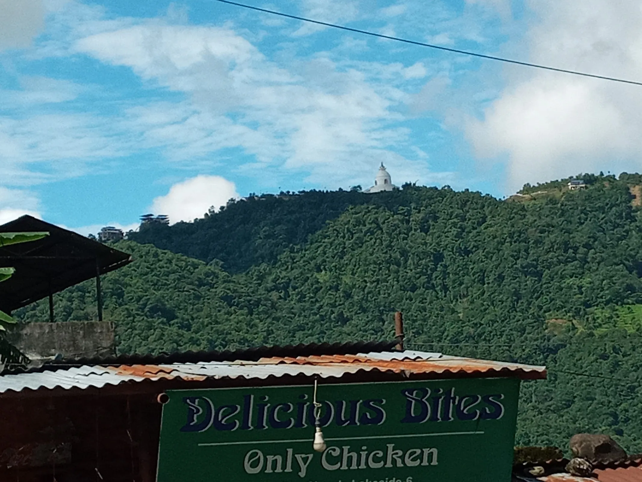 World Peace Pagoda on the hill above Lakeside Pokhara
